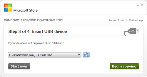 Windows 7 USB/DVD Download Tool screenshot